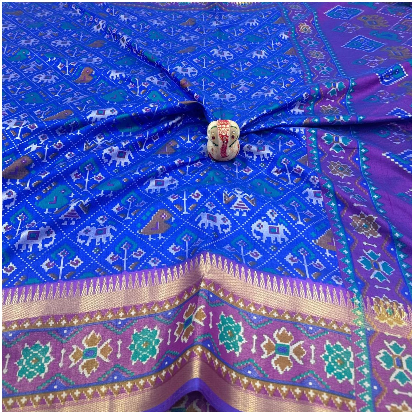 Indravati Electric Blue Pochampally Silk Saree