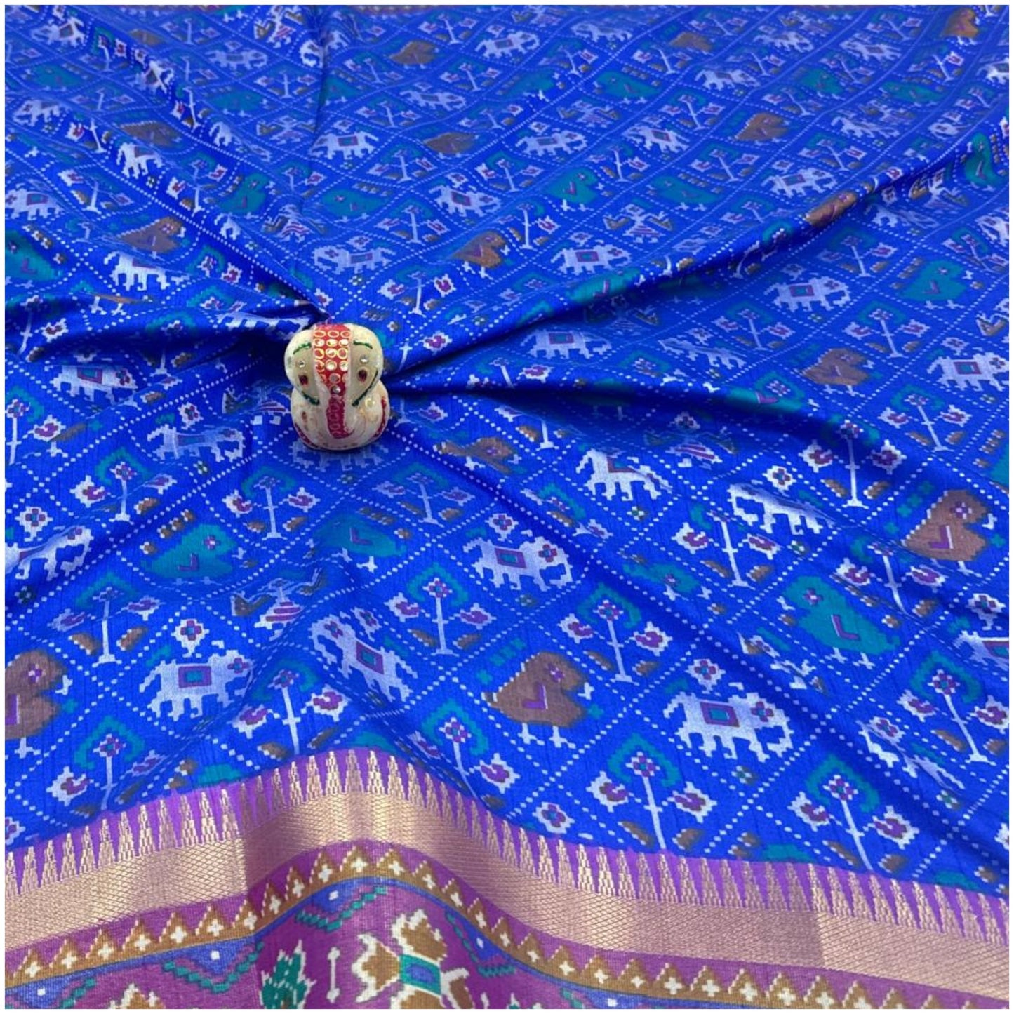 Indravati Electric Blue Pochampally Silk Saree