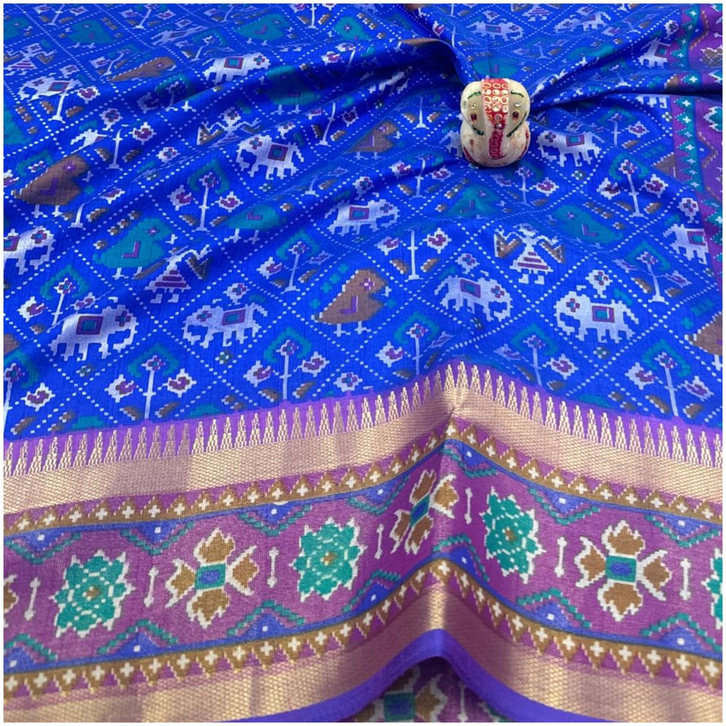 Indravati Electric Blue Pochampally Silk Saree