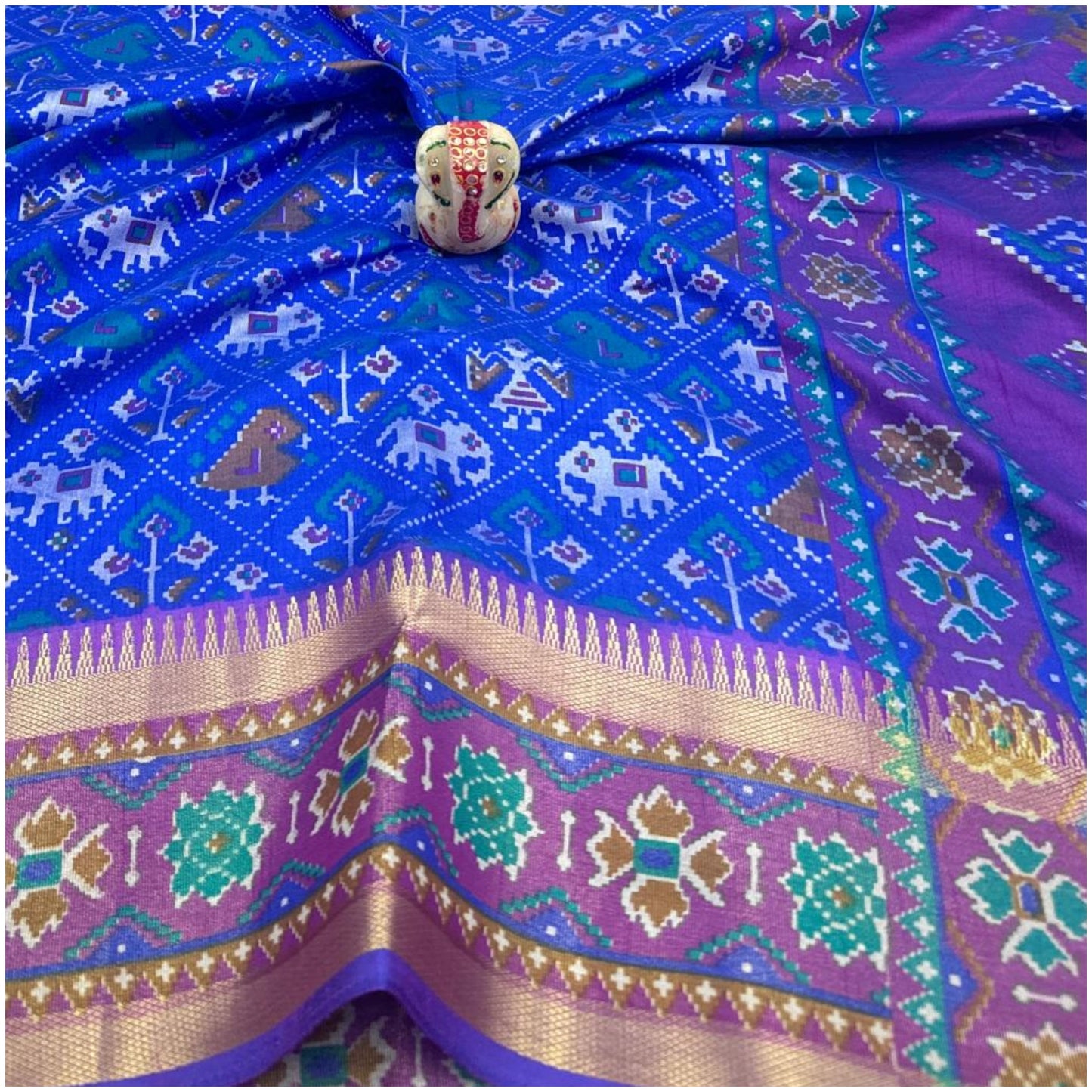 Indravati Electric Blue Pochampally Silk Saree