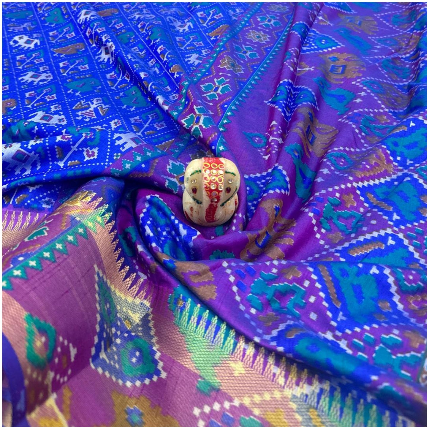 Indravati Electric Blue Pochampally Silk Saree