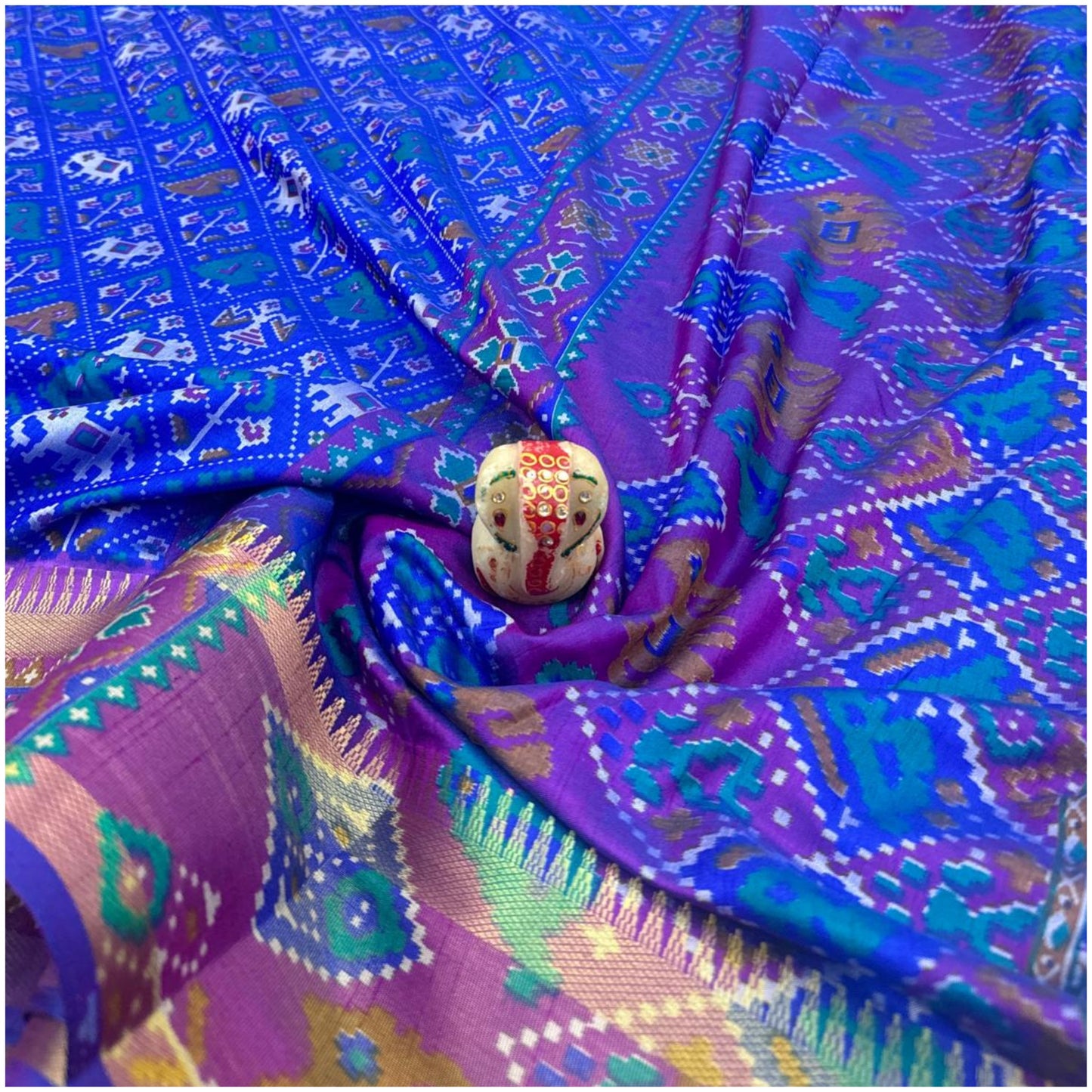 Indravati Electric Blue Pochampally Silk Saree