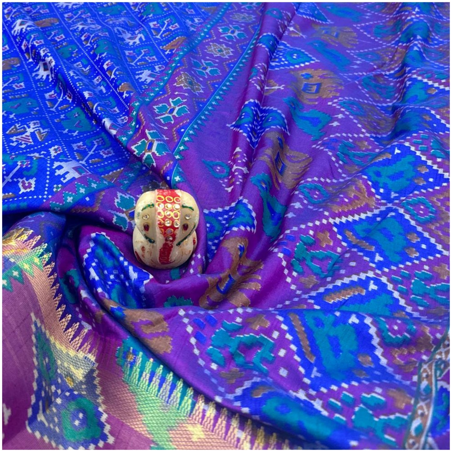Indravati Electric Blue Pochampally Silk Saree