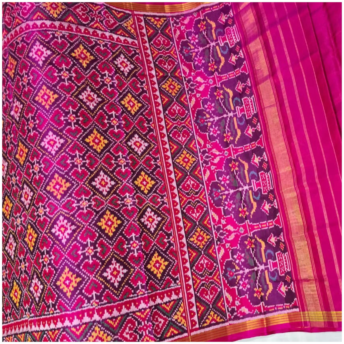 Purna Pink Pure Handloom Patola Silk Saree