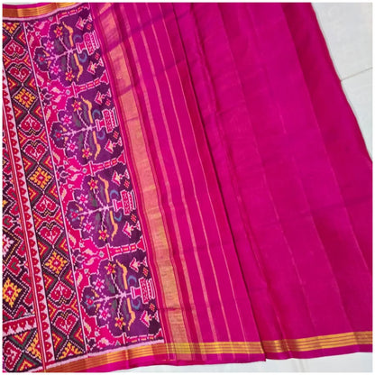 Purna Pink Pure Handloom Patola Silk Saree