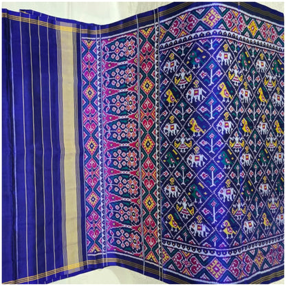 Karjan Blue Pink Pure Handloom Patola Silk Saree