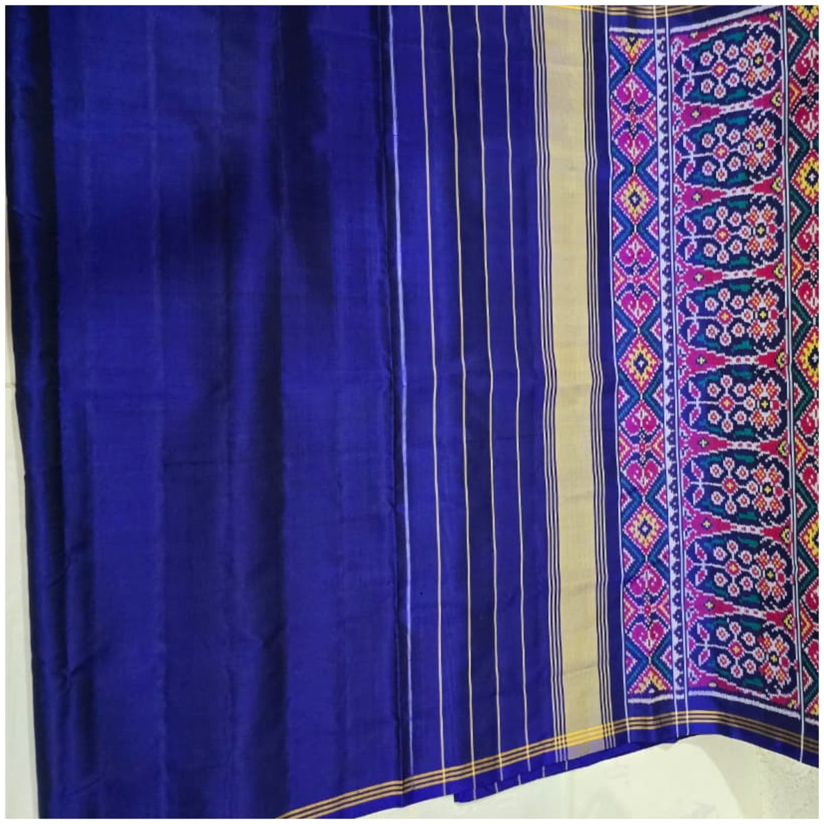 Karjan Blue Pink Pure Handloom Patola Silk Saree
