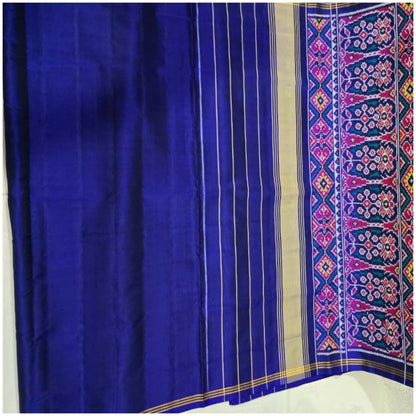 Karjan Blue Pink Pure Handloom Patola Silk Saree