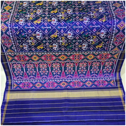 Karjan Blue Pink Pure Handloom Patola Silk Saree