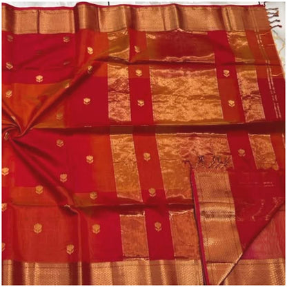 Rohni Vermillion Red Pure Handloom Maheshwari Silk