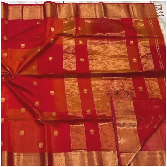 Rohni Vermillion Red Pure Handloom Maheshwari Silk