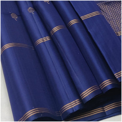 Sina Muted Blue Pure Handloom Double Warp Soft Silk Saree