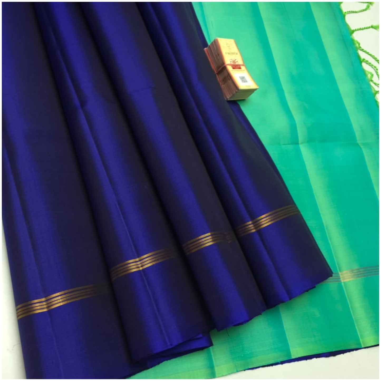 Dhansiri Electric Blue Turqouise Pallu Pure Handloom Soft Silk Saree