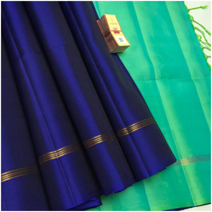 Dhansiri Electric Blue Turqouise Pallu Pure Handloom Soft Silk Saree