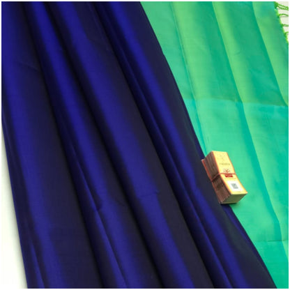 Dhansiri Electric Blue Turqouise Pallu Pure Handloom Soft Silk Saree