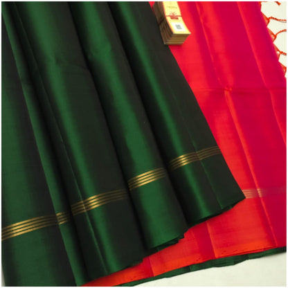 Kopili Green Red Pure Handloom Soft Silk Saree