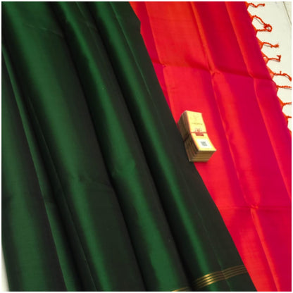 Kopili Green Red Pure Handloom Soft Silk Saree