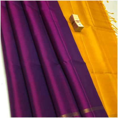 Sankosh Magenta Yellow Pure Handloom Soft Silk Saree