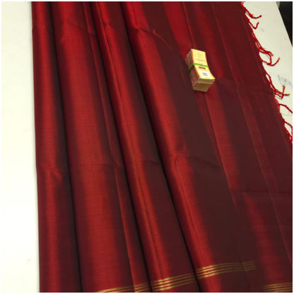 Sharda Deep Red Pure Handloom Soft Silk Saree
