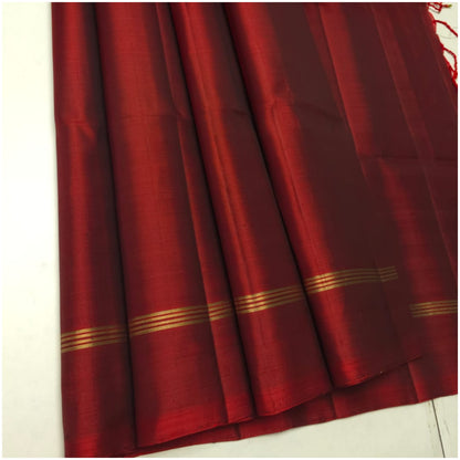 Sharda Deep Red Pure Handloom Soft Silk Saree