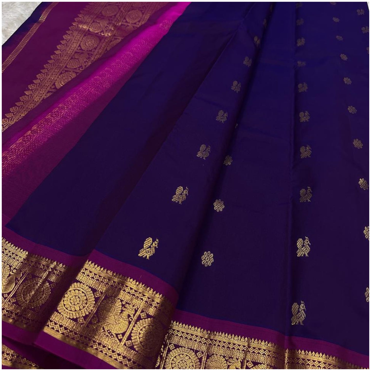 Ambika Violet Magenta Pure Handloom Soft Silk Saree
