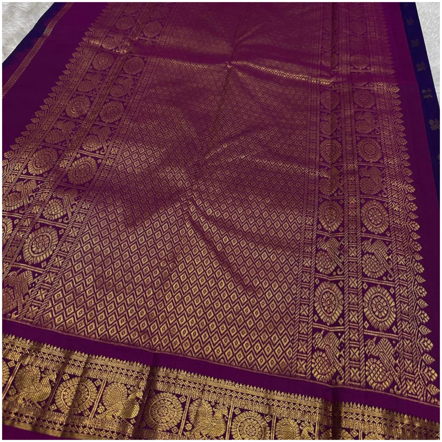 Ambika Violet Magenta Pure Handloom Soft Silk Saree