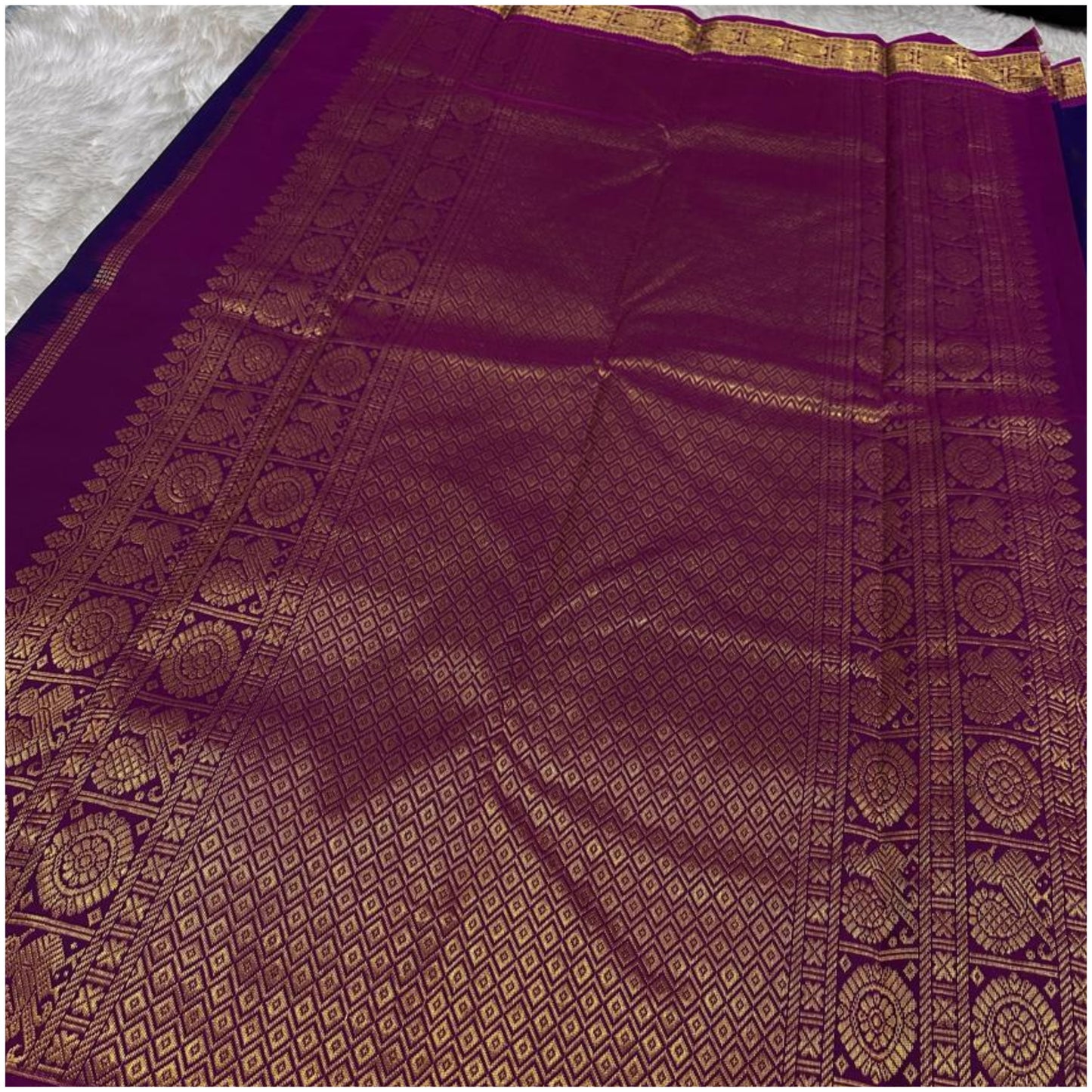 Ambika Violet Magenta Pure Handloom Soft Silk Saree