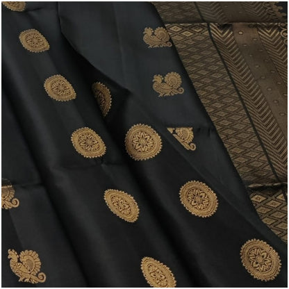 Pioli Black Pure Handloom Soft Silk Saree