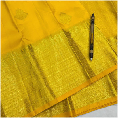 Mundeshwari Yellow Kanjivaram Pure Handloom Silk Saree | Gold Zari | ANITYA Vadhu