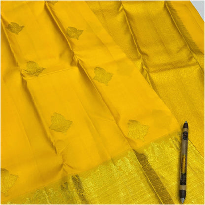 Mundeshwari Yellow Kanjivaram Pure Handloom Silk Saree | Gold Zari | ANITYA Vadhu