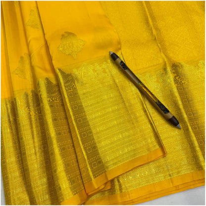 Mundeshwari Yellow Kanjivaram Pure Handloom Silk Saree | Gold Zari | ANITYA Vadhu
