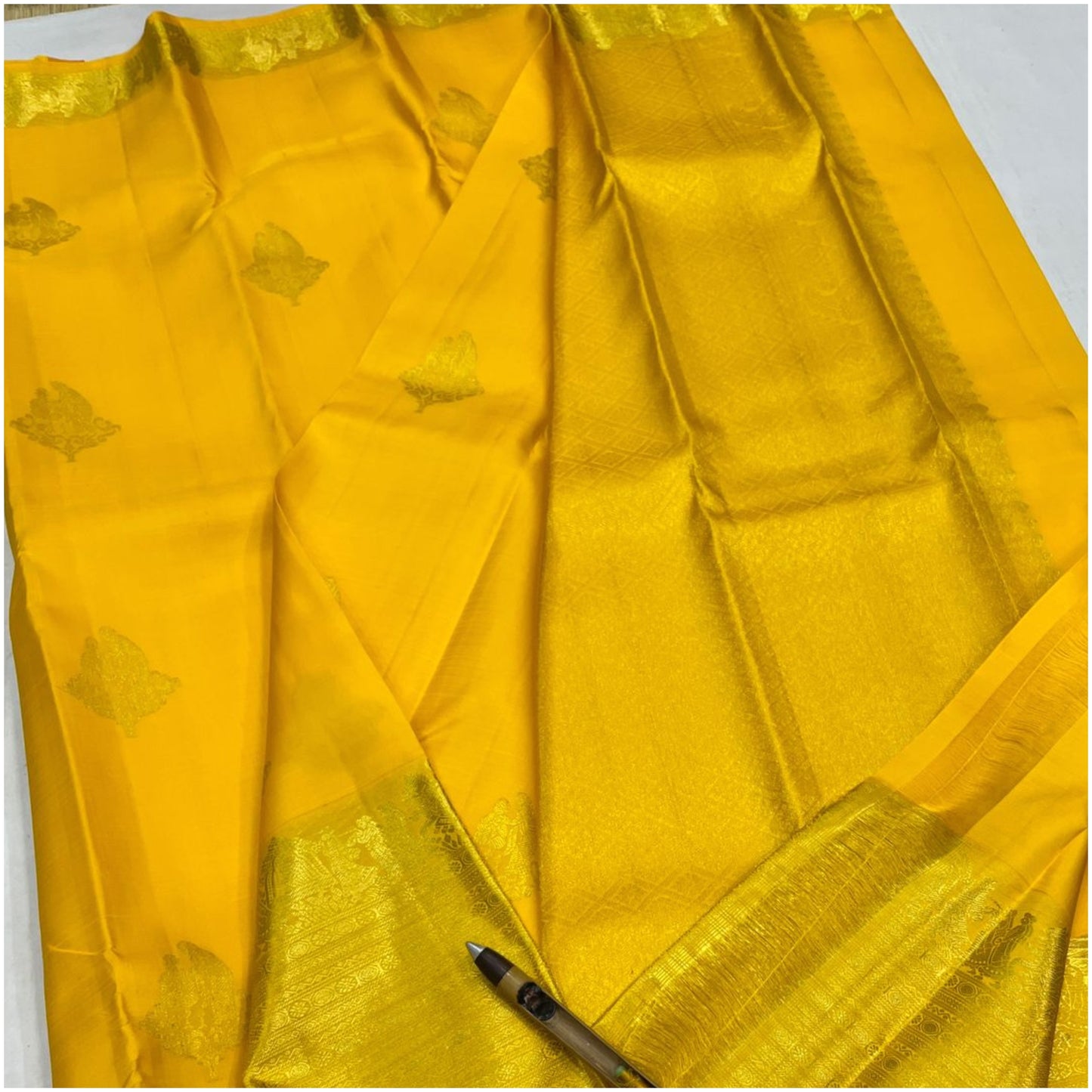 Mundeshwari Yellow Kanjivaram Pure Handloom Silk Saree | Gold Zari | ANITYA Vadhu