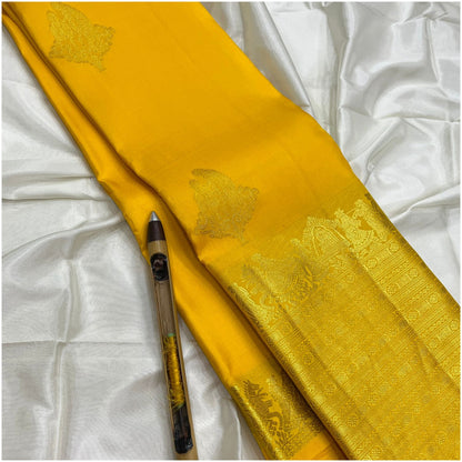 Mundeshwari Yellow Kanjivaram Pure Handloom Silk Saree | Gold Zari | ANITYA Vadhu