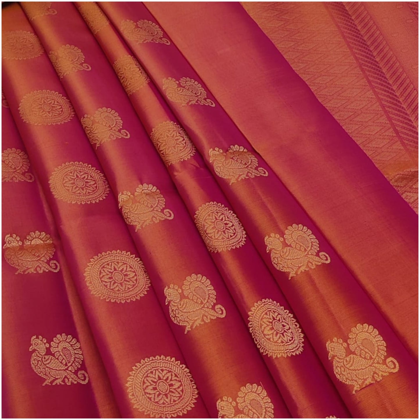 Manu Orange Pure Handloom Double Warp Soft Silk Saree