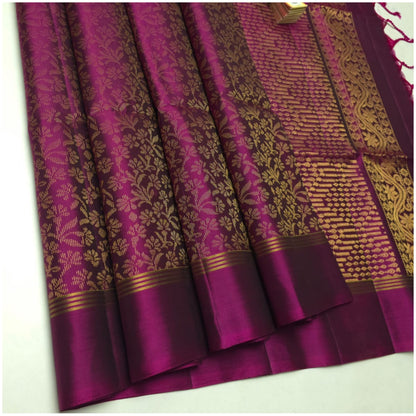 Tamiraparani Deep Magenta Pure Handloom Soft Silk Saree