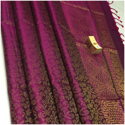 Tamiraparani Deep Magenta Pure Handloom Soft Silk Saree