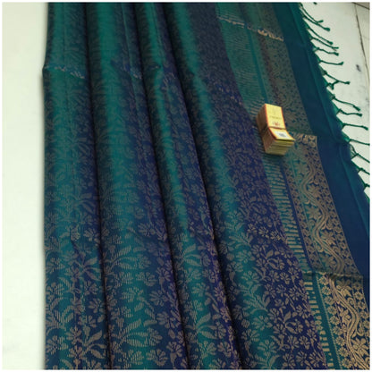 Periyar Teal Pure Handloom Soft Silk Saree