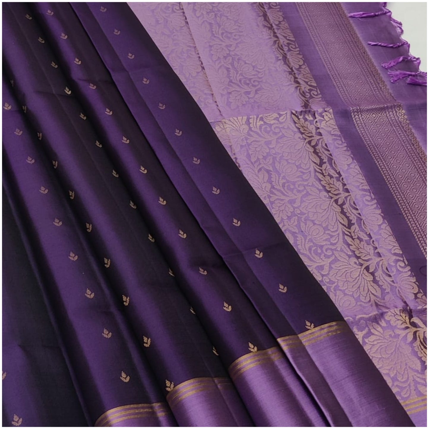 Meghna Purple Pure Handloom Double Warp Soft Silk Saree