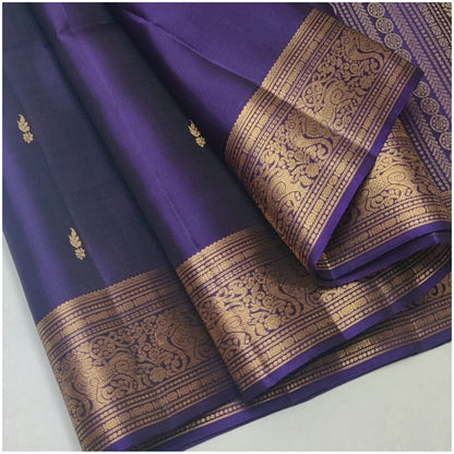 Saira Violet Pure Handloom Double Warp Soft Silk Saree