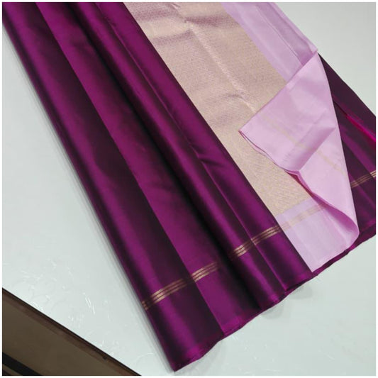 Aanya Magenta Blush Pink Pure Handloom Double Warp Soft Silk Saree