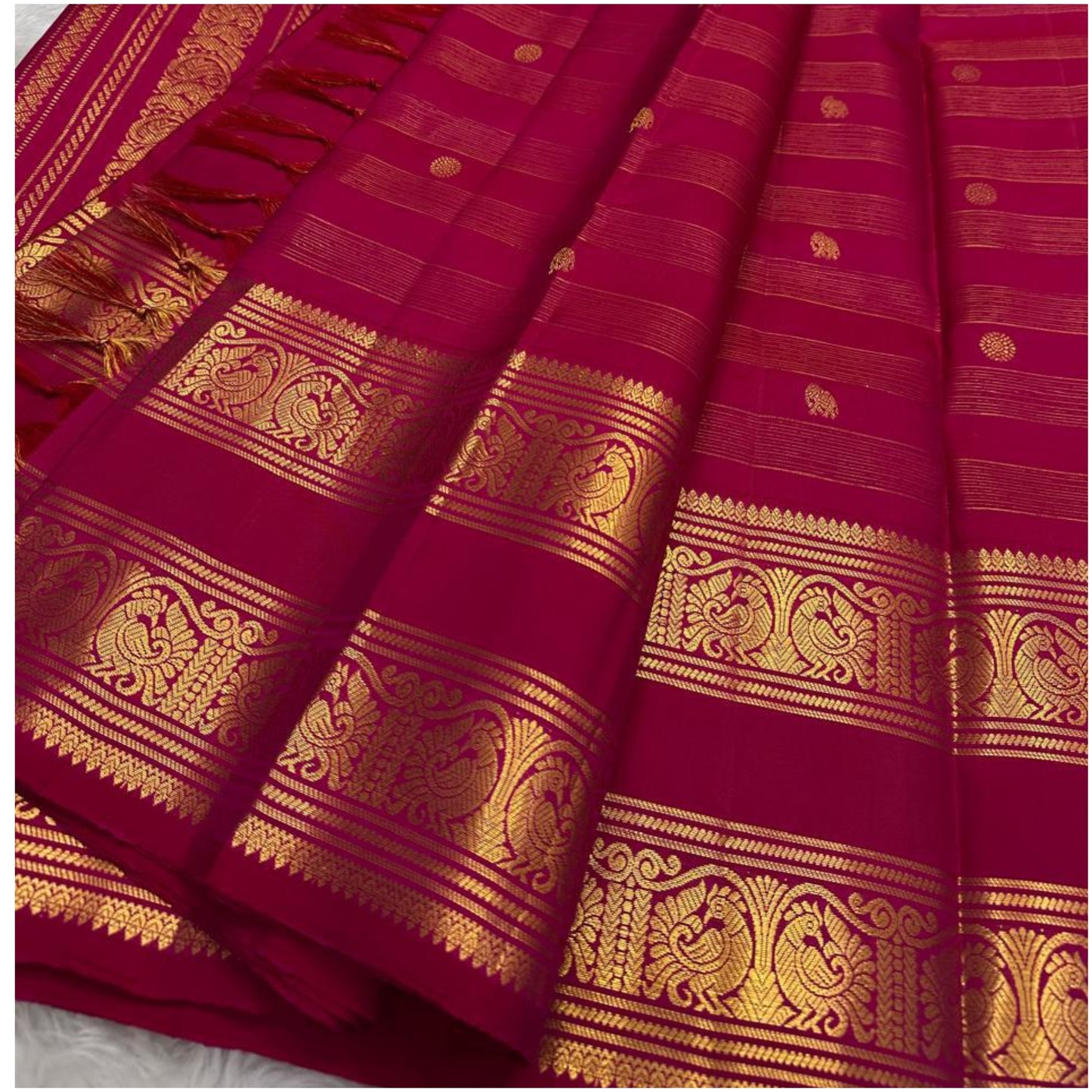 Parbati Magenta Kanjivaram Pure Handloom Silk Saree | Gold Zari | ANITYA Vadhu