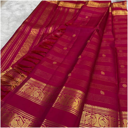 Parbati Magenta Kanjivaram Pure Handloom Silk Saree | Gold Zari | ANITYA Vadhu
