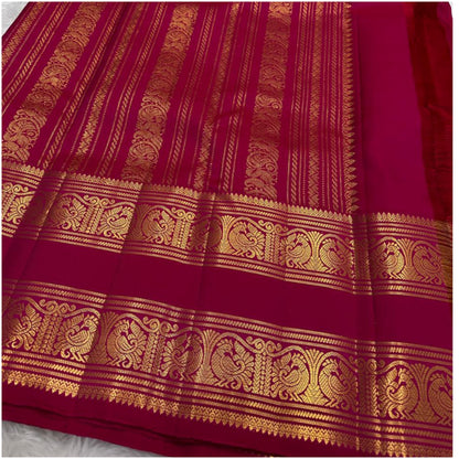 Parbati Magenta Kanjivaram Pure Handloom Silk Saree | Gold Zari | ANITYA Vadhu