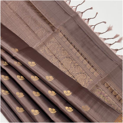 Vaigai Dusty Rose Pure Handloom Double Warp Soft Silk Saree