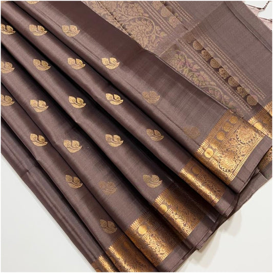 Vaigai Dusty Rose Pure Handloom Double Warp Soft Silk Saree
