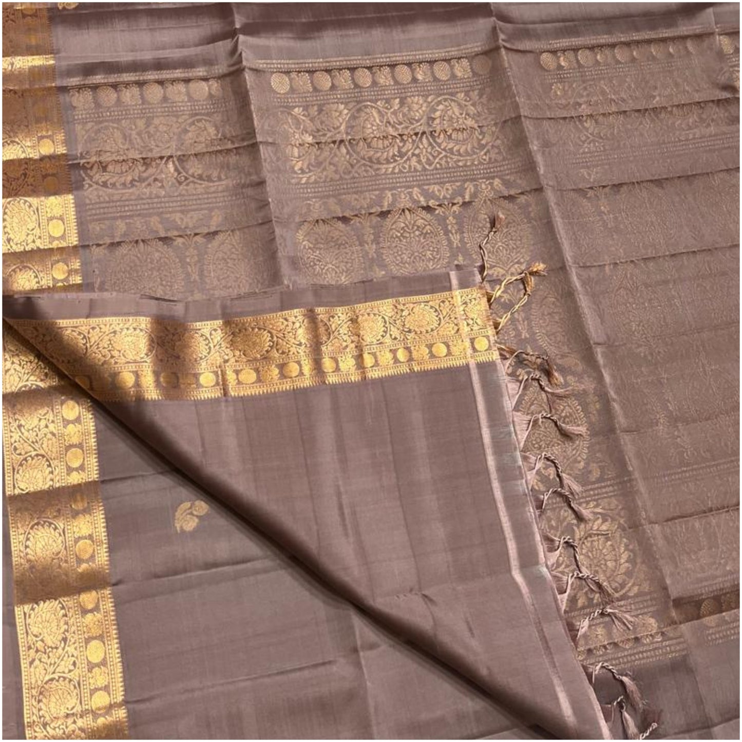 Vaigai Dusty Rose Pure Handloom Double Warp Soft Silk Saree