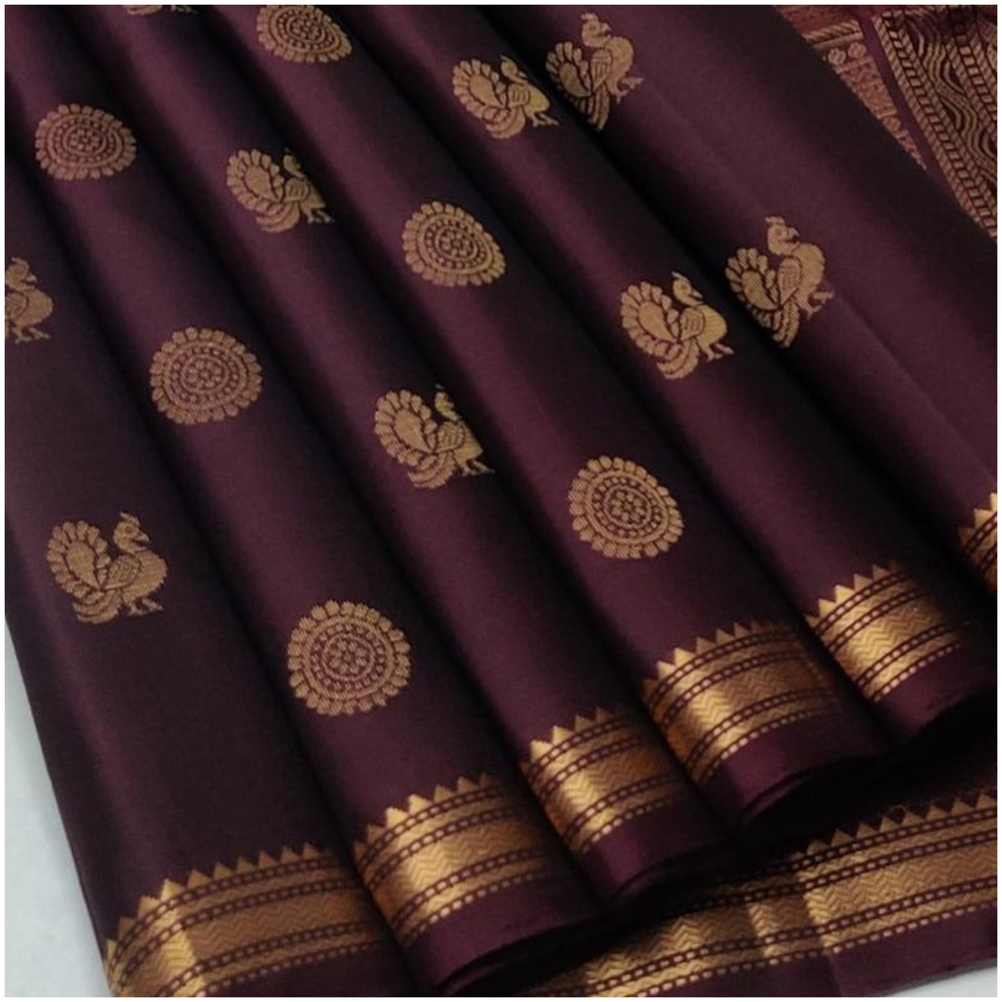 Seonath Deep Plum Pure Handloom Double Warp Soft Silk Saree