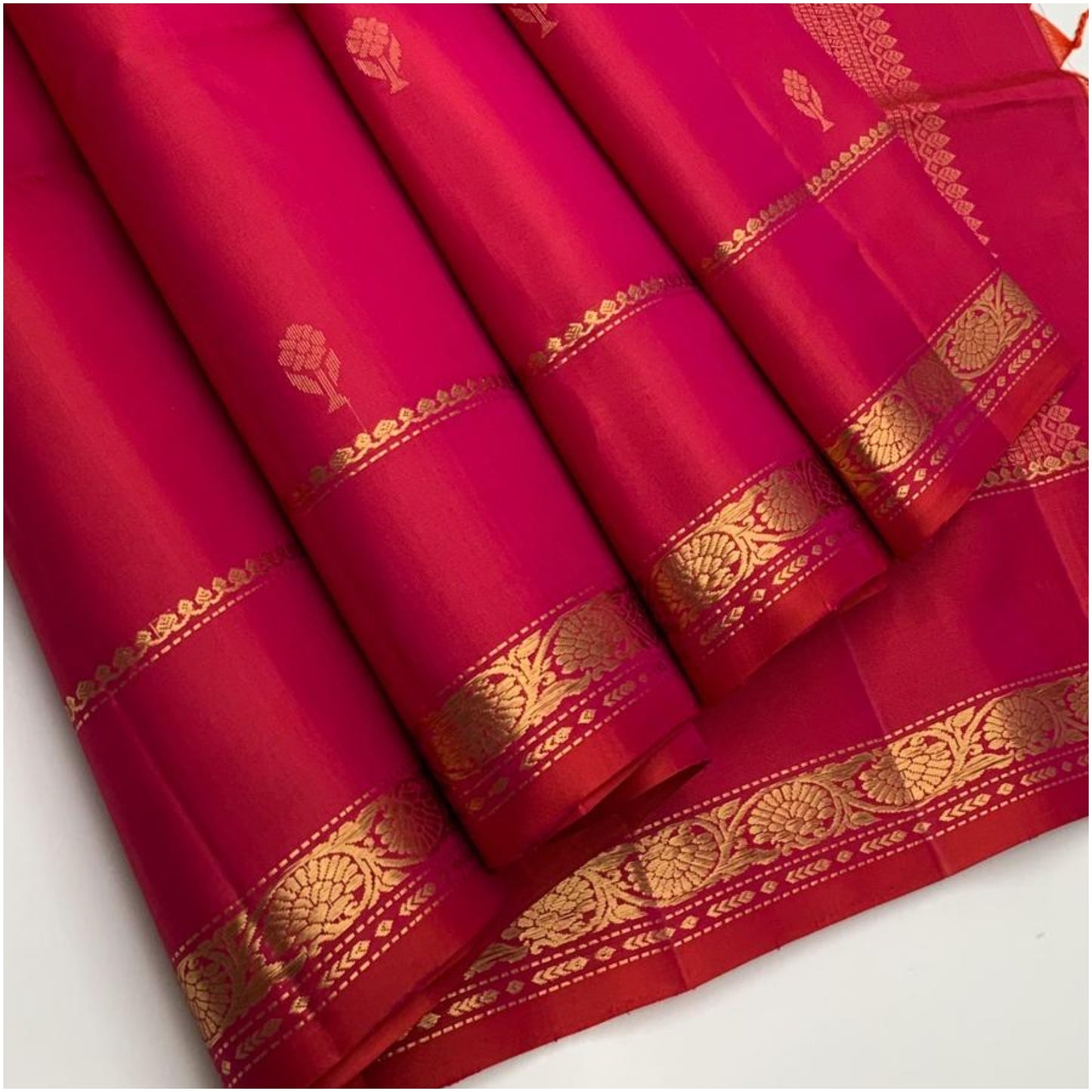 Bhima Cranberry Pink Red Pure Handloom Double Warp Soft Silk Saree