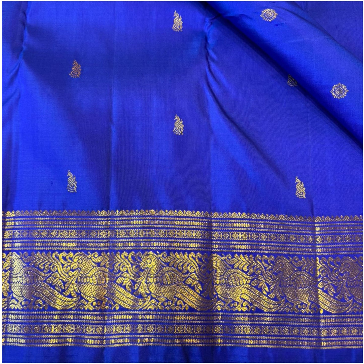 Ponni Rich Cobalt Blue Kanjivaram Pure Handloom Silk Saree | 3Gm Gold Zari Border | ANITYA Vadhu
