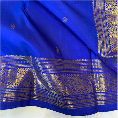 Ponni Rich Cobalt Blue Kanjivaram Pure Handloom Silk Saree | 3Gm Gold Zari Border | ANITYA Vadhu